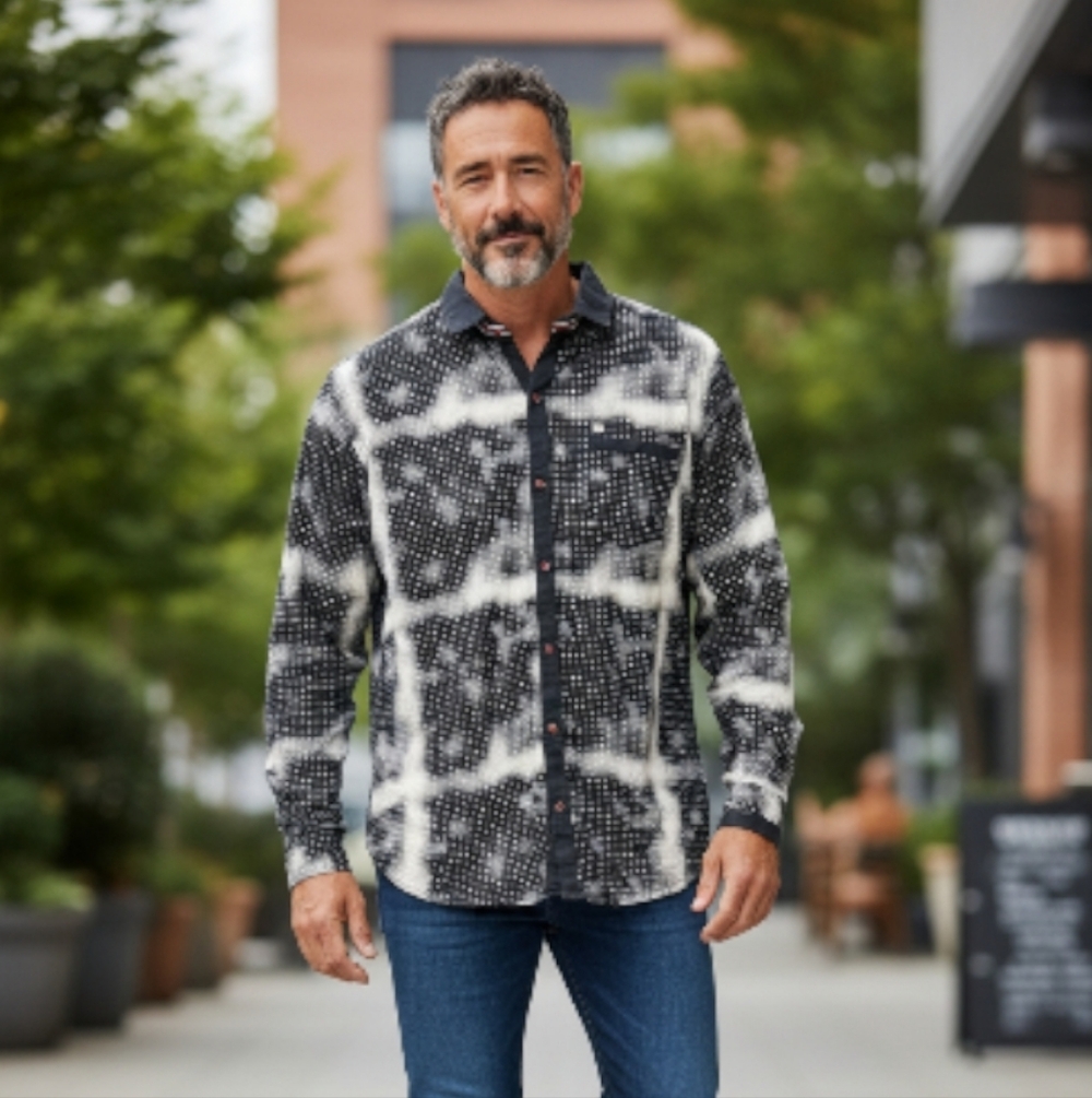 DNMTherapy Black and White Casual Button Down Shirt